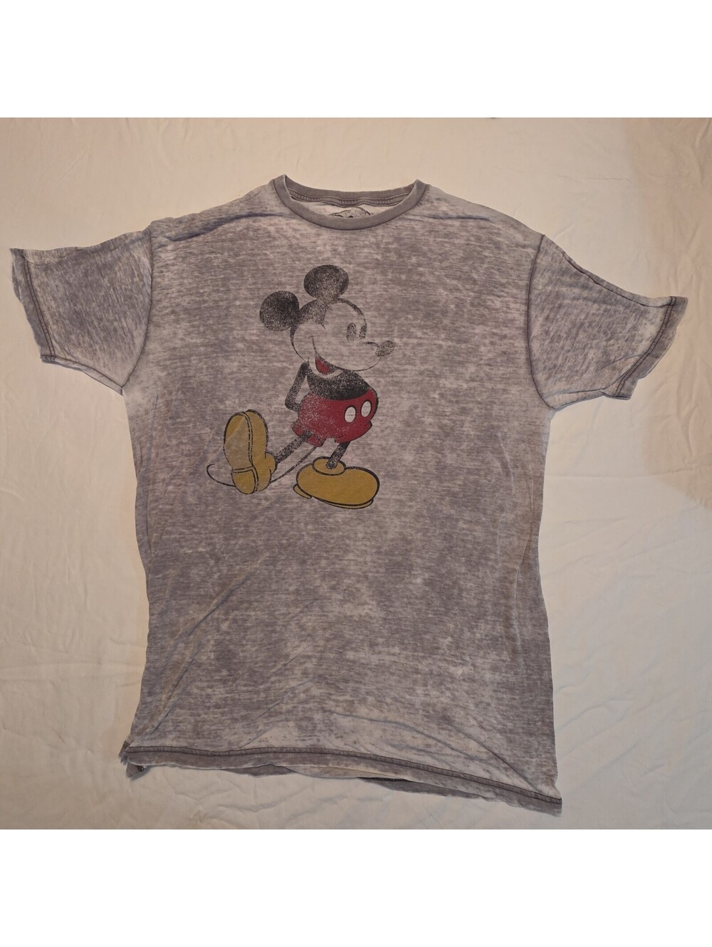 Disney Mickey Mouse T-Shirt XL Gray Burnout Distressed Retro Graphic Tee